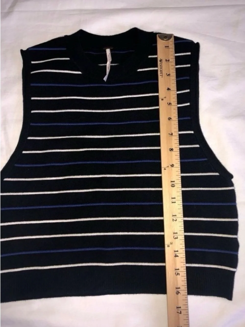 Free People Size M Skirt Set Knit Mini Black Blue White Stripe Sleeveless Skater - Picture 5 of 8
